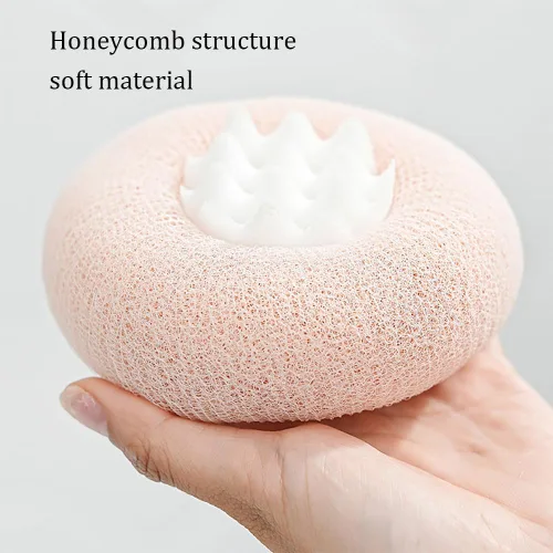 Miniatura 3 de 2 bolas de baño exfoliantes corporales de girasol, cepillo de limpieza de esponja ultra suave para hombres y mujeres, esponja de baño con anillo