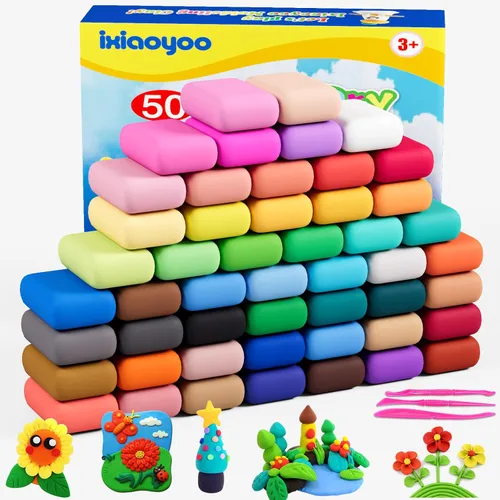 Miniatura 14 de Ixiaoyoo Arcilla seca al aire para niños, kit de arcilla mágica de modelado de 104 colores, suave y antiadherente, juguetes de modelado de artes