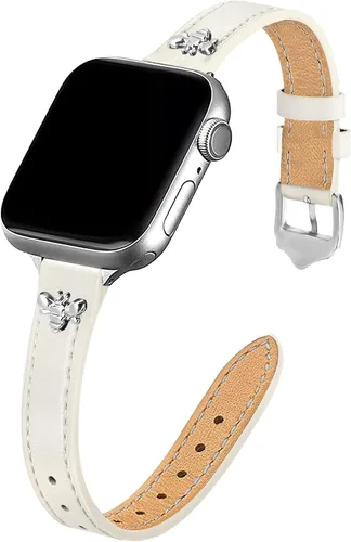 JR.DM Correas de cuero delgadas compatibles con Apple Watch Band 1.496 in 1.575 in 1.614 in 1.654 in 1.732 in 1.772 in 1.811 in 1.929 in, correa de