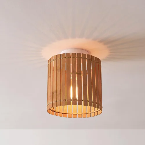 Miniatura 9 de Globe Electric 65898 Lámpara de techo empotrada de 1 luz, blanco mate, pantalla de bambú natural