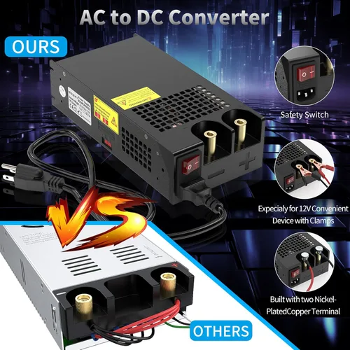 Miniatura 2 de Conversor AC a DC 800W 66.7A, fuente de alimentación de 12V, conversor adaptador transformador de 110V AC a 12V DC para RV, radio/estéreos de coche