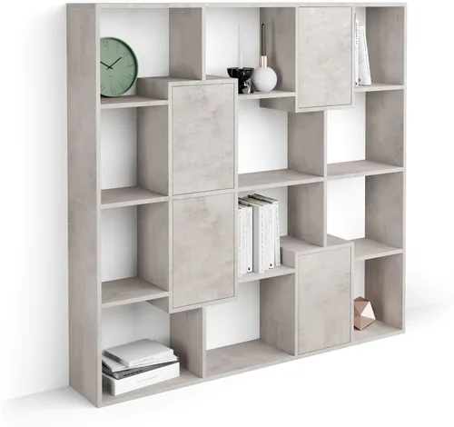Miniatura 51 de Mobili Fiver, Iacopo XS Estantería con puertas de panel (63.31 x 31.5 pulgadas), color negro Ashwood, Made in Italy