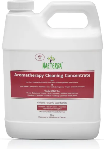 Naeterra Aromatherapy Cleaning Concentrate 32 oz – Limpiador natural multisuperficie multiusos – Fórmula de aceite esencial a base de plantas para