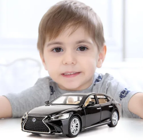 Miniatura 6 de BDTCTK 1/32 compatible con el modelo Lexus Ls500h, auto de juguete de aleación de zinc con sonido y luz para regalo de niños y niñas (negro)