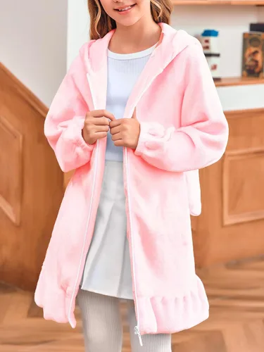 Miniatura 5 de Batermoon Sudaderas con capucha y orejas de conejito para niñas con cremallera de anime, abrigos de gran