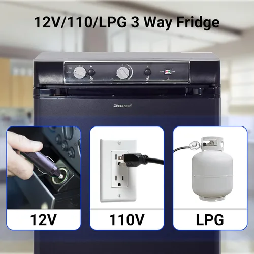 Miniatura 2 de Smad Refrigerador compacto de 3 vías, 110 V, 12 V, GLP, gas propano, 2.1 pies cúbicos para caravana, cámper, camión, barco, fuera de la red
