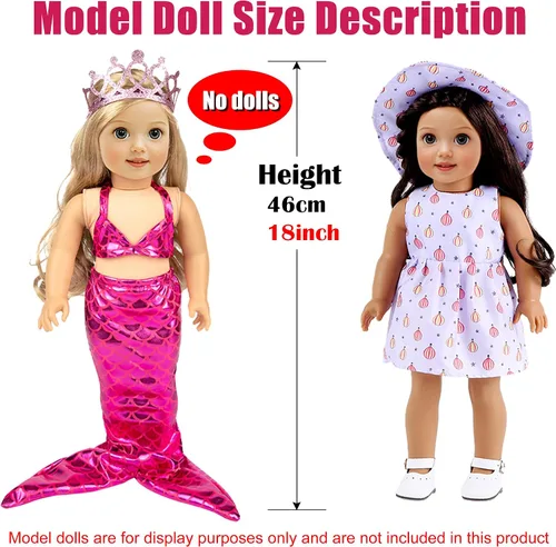 Miniatura 8 de ebuddy Juego de 10 piezas de ropa para muñeca de 18 pulgadas - Conjunto de moda apto para muñeca de 18 pulgadas (Solo ropa)