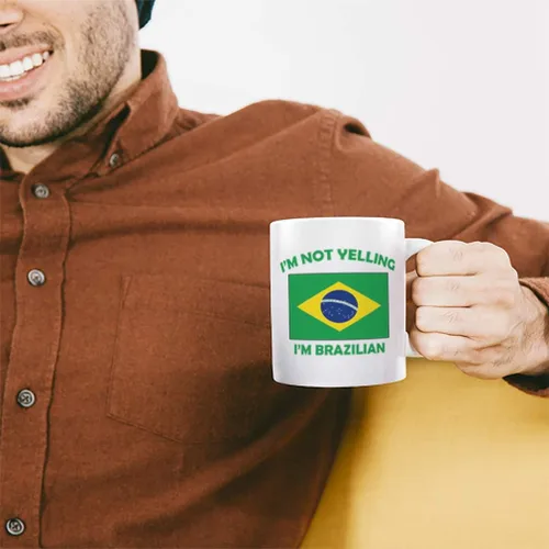 Miniatura 4 de Taza de té de cerámica con texto en inglés "I'M Not Yelling I Am Brazilian Brazil Brazil Brazilans Coffee Tea Cup Holiday Christmas Hanukkah Gift