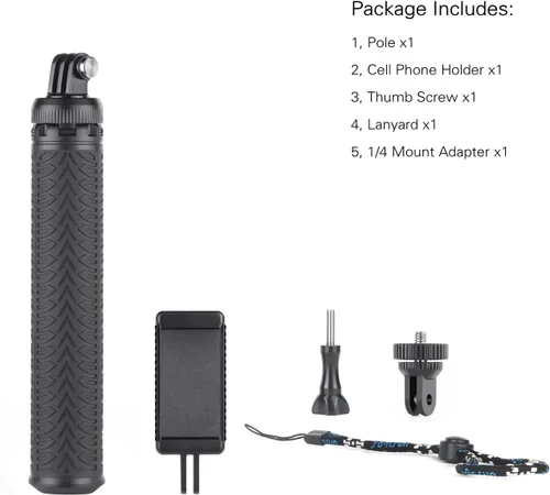 Miniatura 9 de SOONSUN Palo selfie impermeable de aluminio 3 en 1 para GoPro Hero 13 12 11 10 9 8 7 6 5 4, Fusion, Max, Session, Insta360, AKASO, SJCAM, Osmo