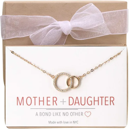 Miniatura 12 de A+O Regalos para mamá, regalo para madre e hija, collar de círculo entrelazado o pulsera