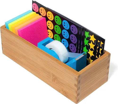 Miniatura 4 de Lipper International Caja de almacenamiento de madera de bambú para utensilios de cocina, maquillaje o suministros de oficina, 4 x 9 1/4 x 3 pulgadas