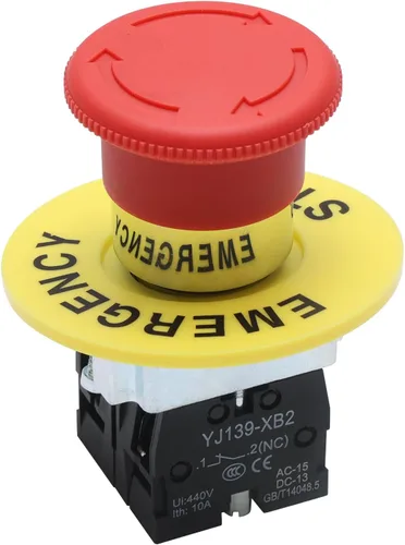 Miniatura 10 de APIELE Interruptor de botón de parada de emergencia hongo rojo NC de 22 mm 600 V 10 A XB2-01ZS