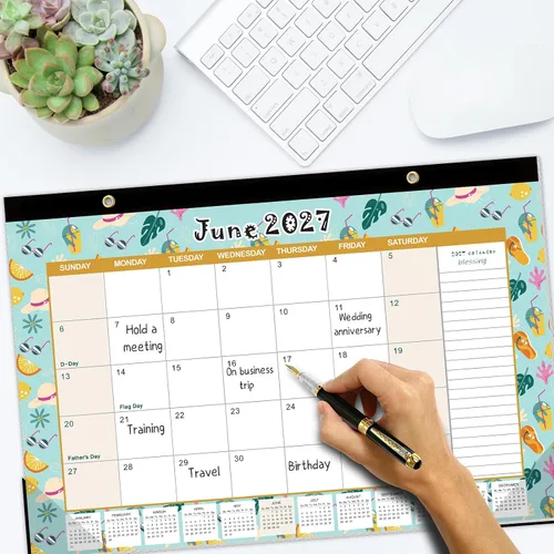 Miniatura 4 de GuassLee Calendario de escritorio 2026-2027, Calendario de escritorio con páginas mensuales de 17 x 11.5 pulgadas, desde enero de 2026 hasta junio