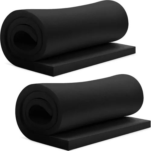 Frienda 2 piezas de espuma de tapicería de 1/2 x 24 x 72 pulgadas, cojín de alta densidad de poliuretano negro acolchado de espuma artesanal para