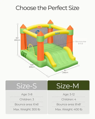 Miniatura 7 de Outfunny Casa inflable inflable para interiores con tobogán, casa inflable para niños de 3 a 8 años, área de rebote de 6 x 6 pies, capacidad de 300