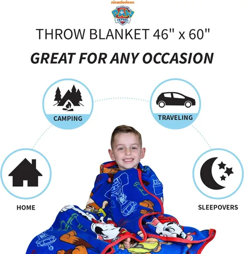 Miniatura 4 de Franco Paw Patrol - Paquete de ropa de cama y baño para niños, manta (46 x 60 pulgadas) + toalla con capucha (24 x 50 pulgadas)