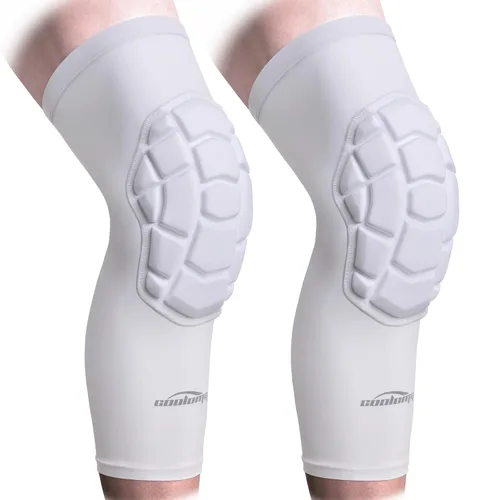 Miniatura 9 de Rodilleras COOLOMG para lucha, baloncesto, fútbol, voleibol, niños, jóvenes, adultos, mangas protectoras de rodilla de compresión, negro, talla S