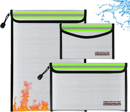 Bolsa de dinero ignífuga de 15 x 11 pulgadas, 11 x 6.7 pulgadas, 5 x 8 pulgadas, multiusos, para oficina en casa, bolsa de almacenamiento segura