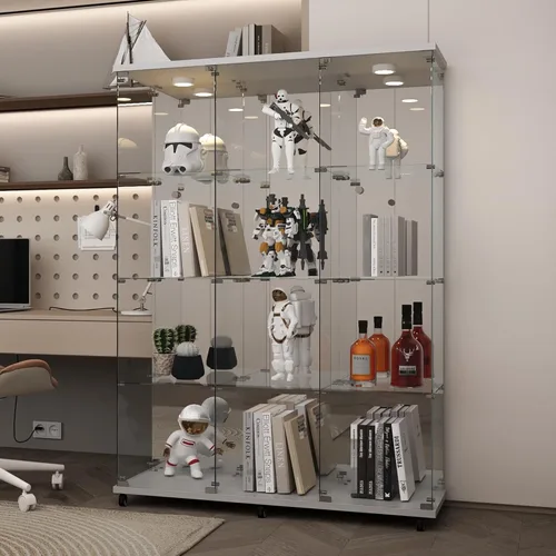 Miniatura 21 de LFT HUIMEI2Y Vitrina de cristal con puerta y cerradura, gabinete Curio de 4 niveles para coleccionables, figuras, vino, vitrina de vidrio templado