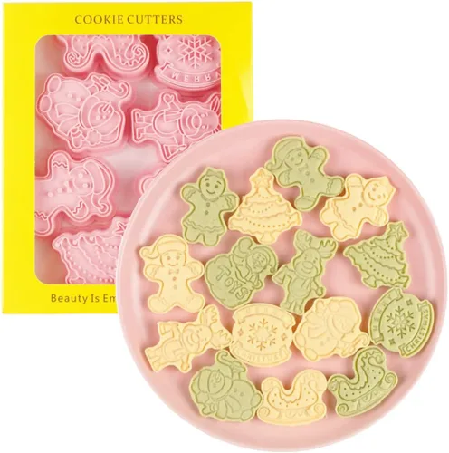 Miniatura 20 de Juego de 8 moldes de galletas de animales lindos con diseño de animales, moldes de galletas de conejo, molde para galletas de oso, herramientas