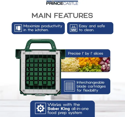 Miniatura 2 de Prince Castle Saber King - Juego de cuchilla y empujador de lechuga de repuesto para picadora de cocina, 1 x 2 pulgadas, cuchilla comercial