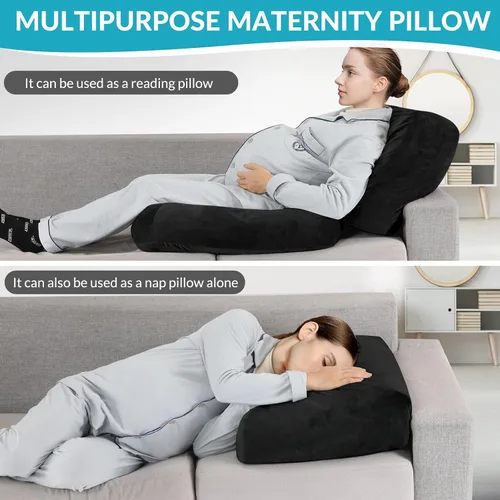 Miniatura 7 de Almohadas de embarazo para dormir, almohada de masaje de embarazo de 45.3 pulgadas, almohada de cuerpo completo con funda extraíble, soporte