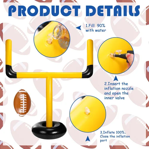 Miniatura 5 de Zhanmai Inflatable Jumbo Football Set Inflatable Football Goal Post with Beach Ball Target Goal Post Ball or Outdoor Sport Summer Beach Pool Party