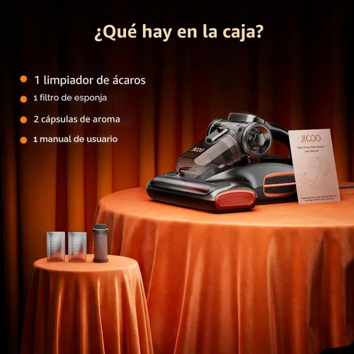 Miniatura 7 de JIGOO Aspiradora de Cama T600 con Luz UV-C, Succión de 15Kpa 700W Aspiradoras de Mano Potentes de Doble Depósito, Aspiradora de Colchón con Sensor