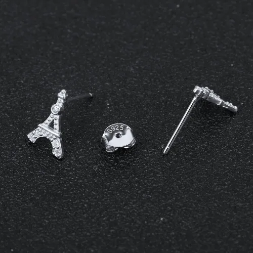Miniatura 6 de AoedeJ Aretes hipoalergénicos de plata de ley 925 con diseño de Torre Eiffel de París, regalo para mujer