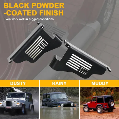 Miniatura 5 de Bisagra de puerta exterior negra Pedal de descanso de clavijas para Jeep Wrangler TJ 1997-2006 - 1 par