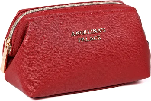Miniatura 12 de Angelina's Palace Bolsa de maquillaje de viaje impermeable de cuero vegano, organizador de artículos de tocador oriental estilo retro, bolsa de Negro