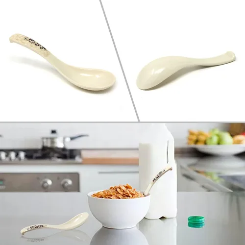 Miniatura 5 de Honbay 6 cucharas de sopa con patrón floral de melamina para el hogar, cocina, restaurantes y salas de catering