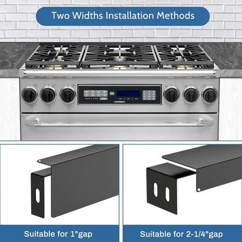 Miniatura 5 de Kit para rellenar hueco trasero de estufa deslizable de 30" W10113901A con 2 piezas de cubiertas de hueco de estufa de silicona, kit de moldura