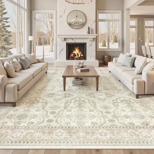 Miniatura 58 de Alfombra de pasillo Soalmost 2'6" x 10' lavable, alfombra antideslizante para cocina, baño, lavandería, alfombras vintage ultra delgadas para Beige