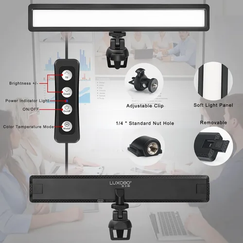 Miniatura 7 de luxceo Iluminación de videoconferencia, luz de zoom para trabajo remoto, iluminación de cámara web para laptop, llamadas de zoom, transmisión