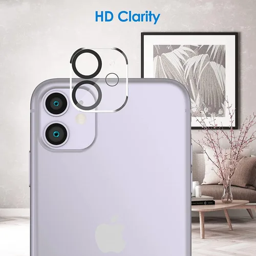 Miniatura 5 de Protector de lente de cámara para iPhone 11/12 Mini, vidrio templado, cobertura completa, antiarañazos, paquete de 2