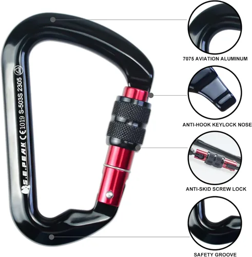 Miniatura 4 de SEPEAK UIAA - Mosquetón de escalada con bloqueo de 30 kN, clip profesional para puerta de tornillo resistente para escalada al aire libre