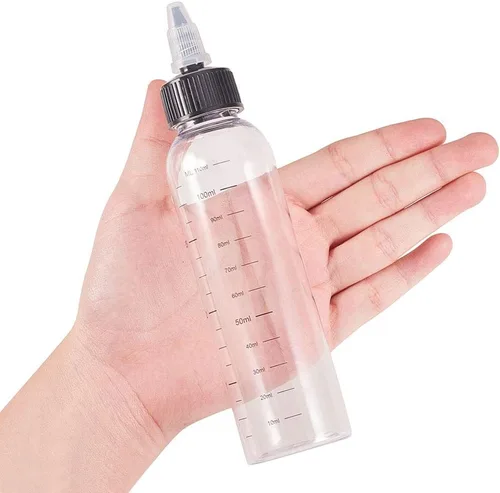 Miniatura 3 de BENECREAT Paquete de 12 botellas dispensadoras de plástico transparente de 3.7 fl oz con tapa giratoria y medición graduada para líquidos, tintas