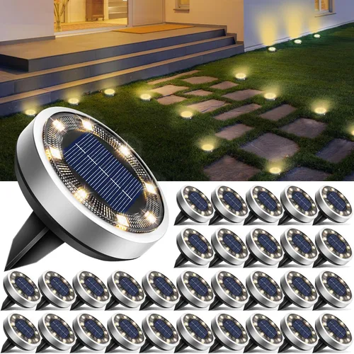 Miniatura 21 de btfarm 16 Pack Solar Lights Outdoor, 8 LED Solar Ground Lights IP65 Waterproof Flat Solar Disc Light, Pathway Lights for Garden Patio Yard Christmas