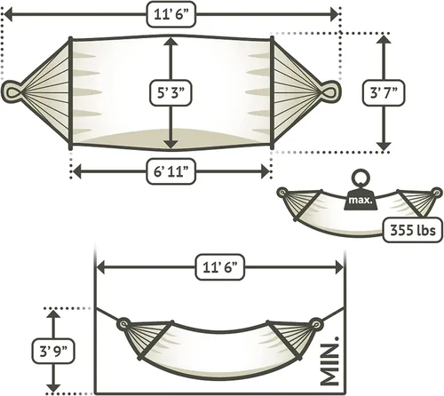 Miniatura 7 de La Siesta® Alisio Hamaca con barra esparcidora, hamaca exterior resistente a la intemperie, hamaca exterior de tela para 2 personas, hamaca para 2