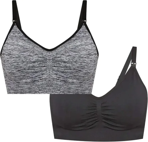 Motherhood Maternity Brasier de lactancia sin costuras con clip para mujer, lavable a máquina, tallas S a 3X, disponibles en paquetes de 1 y 2