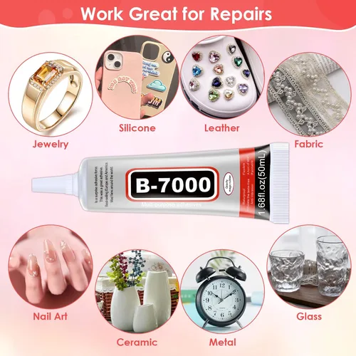 Miniatura 6 de Pegamento para manualidades B7000 de 1.7 fl oz, pegamento transparente multiusos para manualidades, cuentas de joyería, tela, tela, arte de uñas