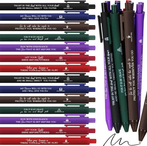 Miniatura 7 de Yeaqee 70 bolígrafos cristianos con versículos bíblicos, regalo con cita inspiradora, divertidos bolígrafos retráctiles motivacionales, tinta negra