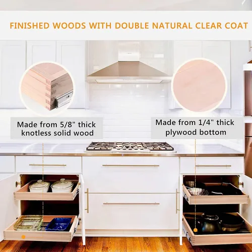 Miniatura 7 de Mulush Organizador de cajones de madera de 29 pulgadas de ancho x 21 pulgadas de profundidad x 3 pulgadas de alto, cierre suave para cocina