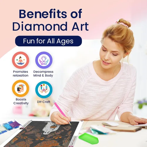 Miniatura 2 de Modern Merch Arte de diamantes de Halloween, monstruo aterrador y fantasma de puntos de diamante para adultos, kit de pintura de joyas artísticas