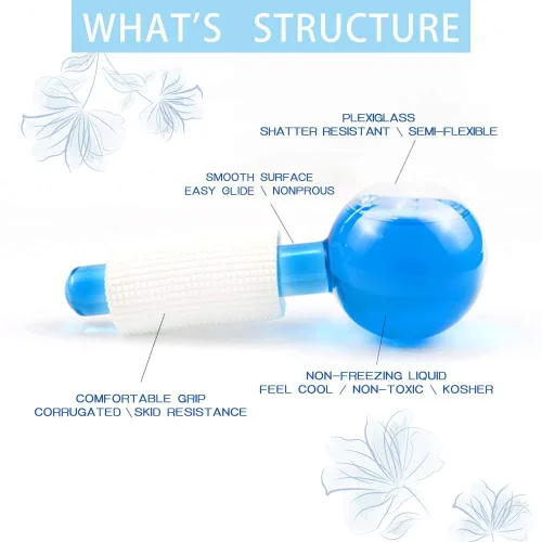 Miniatura 4 de Globos de hielo para cara, 2 globos faciales para herramienta de masaje, masajeador facial de piel fría, aprieta la piel, reduce la hinchazón
