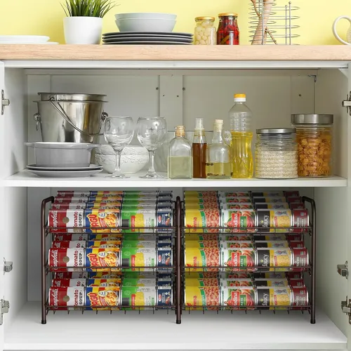 Miniatura 2 de MOOACE Organizador de latas, dispensador de almacenamiento de latas 2 en 1 con capacidad para hasta 72 latas, organizador de latas para armario