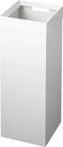YAMAZAKI Home - Cubo de basura delgado y alto, moderno, cuadrado, de acero con asa, papelera de metal blanco para cocina, baño u oficina, 7.25