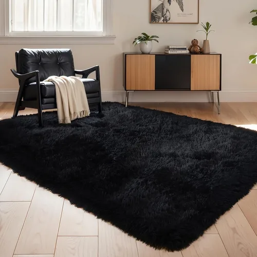 Miniatura 62 de KCHOWUA Alfombras Esponjosas y Peludas de Unicornio para Dormitorio de Niñas, 3x5 pies Lavable Antideslizante Alfombra de Área Shag Peluda para Sala