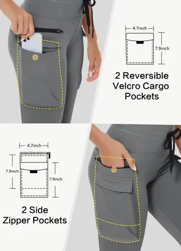 Miniatura 3 de MIVEI Leggings cargo para mujer, de cintura alta, pantalones de senderismo resistentes al agua, bolsillos con cremallera, 25 pulgadas, 78